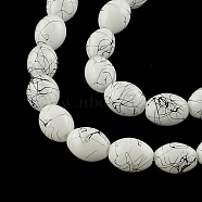Baking Painted Drawbench Glass Bead Strands, Oval, White, 11x7.5~8.5mm, Hole: 1mm, about 78pcs/strand, 31.4 inch(GLAD-S080-8x11-74)