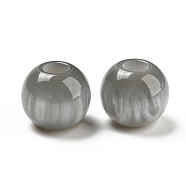 Opaque Resin Imitation Cat Eyes European Beads, Large Hole Beads, Rondelle, Gray, 14x12mm, Hole: 5mm(RESI-D070-05B)