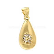 Rack Plating Brass Micro Pave Cubic Zirconia Pendants, Long-Lasting Plated, Lead Free & Cadmium Free,Real 18K Gold Plated, Teardrop with Letter Charms, Letter Q, 21x11mm, Hole: 5x3mm(KK-L226-102G-Q)