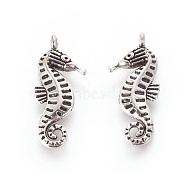 Tibetan Style Alloy Charms, Cadmium Free & Nickel Free & Lead Free, SeaHorse, Antique Silver, 22x9x3mm, Hole: 1.5mm(TIBEP-A19239-AS-NR)