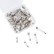 Iron Brooch Findings, Back Bar Pins, with one Hole, Platinum, 50pcs/box(IFIN-CJ0001-10)