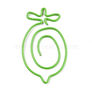 Lemon Shape Iron & Plastic Paperclips, Cute Paper Clips, Funny Bookmark Marking Clips, Lime, 40.8x23.2x1.2mm(TOOL-I005-03)