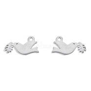 201 Stainless Steel Charms, Birds, Stainless Steel Color, 12x6.5x1mm, Hole: 1.2mm(STAS-N098-130P)