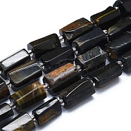 Natural Tiger Eye Dyed Beads Strands, with Seed Beads, Faceted, Column, 12~13x6~8x6~8mm, Hole: 1mm, about 28pcs/strand, 15.55''~15.75'(39.5~40cm)(G-K245-I01-B01)