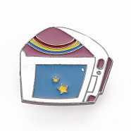 Rack Plating Alloy Enamel Brooches, Enamel Pins, with Brass Butterfly Clutches, Cadmium Free & Nickel Free & Lead Free, Star, Gunmetal, Colorful, 29.5x32mm, Pin: 1mm(JEWB-S011-144-NR)