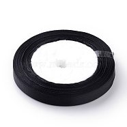 High Dense Single Face Satin Ribbon, Polyester Ribbons, Black, 1/4 inch(6~7mm), about 25yards/roll, 10rolls/group, about 250yards/group(228.6m/group)(SRIB-Q009-6mm-39)