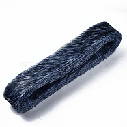 Mesh Ribbon, Plastic Net Thread Cord, with Flower Pattern, Prussian Blue, 50mm, about 50yards/bundle(PNT-S030-002I)