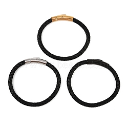 Leather Braided Cord Bracelet with 304 Stainless Steel Clasp for Men Women, Black, Mixed Color, 8-1/2 inch(21.5cm)(BJEW-C021-15)