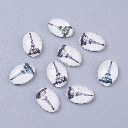 Tempered Glass Cabochons, Oval, Black, Size: about 18mm long, 13mm wide, 6mm thick(GGLA-R186-1)