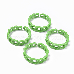 Spray Painted Alloy Cuff Rings, Open Rings, Cadmium Free & Lead Free, Curb Chain Shape, Lime, US Size 7 1/4(17.5mm)(X-RJEW-T011-32C-RS)