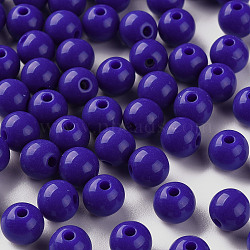 Opaque Acrylic Beads, Round, Dark Slate Blue, 8x7mm, Hole: 2mm(X-MACR-S370-C8mm-A36)