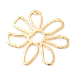 Brass Pendants, Flower Charm, Real 18K Gold Plated, 35.5x36x1mm, Hole: 1.2mm(KK-F860-49G)