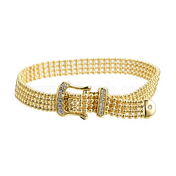 Clear Cubic Zirconia Watch Band Chains Bracelet, Brass Jewelry for Women, Golden, 7-7/8 inch(20cm)(BJEW-N014-006B-01)
