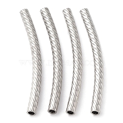 304 Stainless Steel Tube Beads, Curved Tube, Stainless Steel Color, 50x4mm, Hole: 2.5mm(STAS-K259-13P)