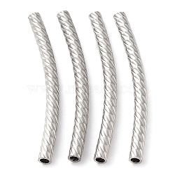 Non-Tarnish 304 Stainless Steel Tube Beads, Curved Tube, Stainless Steel Color, 50x4mm, Hole: 2.5mm(STAS-K259-13P)