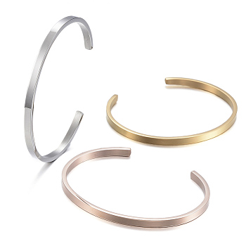 304 Stainless Steel Cuff Bangles, Minimalist Simple Open Bangles, Mixed Color, Inner Diameter: 2-1/2x2 inch(6.1~6.5x5.1cm)