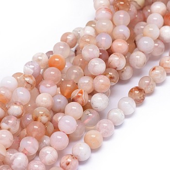 Natural Cherry Blossom Agate Beads Strands, Round, 8mm, Hole: 0.8mm, about 48pcs/strand, 15.3 inch(39cm)