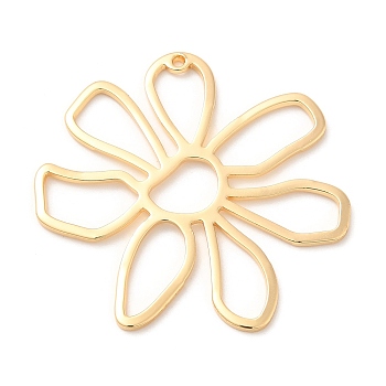 Brass Pendants, Flower Charm, Real 18K Gold Plated, 35.5x36x1mm, Hole: 1.2mm