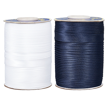 2 Rolls 2 Styles Polyester Satin Ribbons, Fold Over Edged Ribbon, Garment Accessories, Mixed Color, 1/2 inch(14~15mm), about 87.49 Yards(80m)/roll, 1 roll/style
