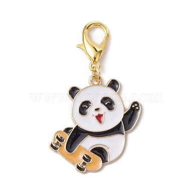 Panda Alloy Enamel Pendant Decorations(HJEW-JM01518)-4