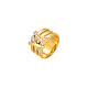 Golden Stainless Steel Rhinestone Wide Band Rings(AG2526-6)-1