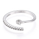 925 Sterling Silver Micro Pave Cubic Zirconia Open Cuff Ring Settings(STER-T007-03P)-2