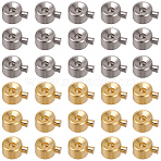 60Pcs 2 Colors Brass Crimp Beads, Loose Spacer Beads, Stopper Crimp Charms, Flat Round, Platinum & Golden, 4x3.2x2.5mm, Hole: 0.9mm, 30pcs/color(FIND-BBC0004-71)