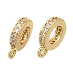 Brass Micro Pave Clear Cubic Zirconia Tube Bails, Loop Bails, Cadmium Free & Lead Free, Rack Plating, Long-Lasting Plated, Real 18K Gold Plated, 11.5x9.5x2.5mm, Hole: 1.5mm, Inner Diameter: 5mm(KK-C255-27G)