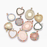 Closeout Sale, Alloy Rhinestone Pendant Cabochon Settings, Multi-Color, Mixed Shapes, Mixed Color, Tray: 18~30x25~40mm, 42x27x3mm, Hole: 4x7mm(ALRI-XCP0001-04)