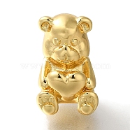 Rack Plating Brass European Beads, Large Hole Beads, Long-Lasting Plated, Bear, Real 18K Gold Plated, 14x8.5x10mm, Hole: 4mm(KK-U019-06G)