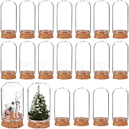 20 Set Glass Dome Cover, Decorative Display Case, Cloche Bell Jar Terrarium with Cork Base, Arch, Clear, 30x57.5mm(AJEW-BC0003-54C)