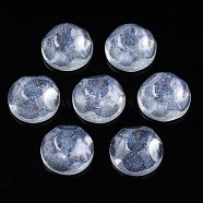 Transparent Resin Cabochons, Water Ripple Cabochons, with Glitter Powder, Half Round, Clear, 17.5x7.5~8mm(CRES-N031-005A-C05)