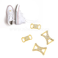 4 Pair 2 Styles Iron Shoelace Buckle Clips, with Rhinestone, Golden, 20.5~25x10~17x3~3.5mm, 2 pair/style(IFIN-AR0001-37)