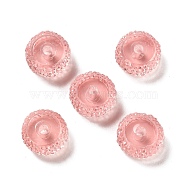 Transparent Resin Beads, Textured Rondelle, Pink, 12x7mm, Hole: 2.5mm(RESI-B020-08H)