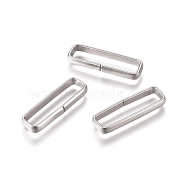 201 Stainless Steel Quick Link Connectors, Linking Rings, Closed but Unsoldered, Rectangle, Stainless Steel Color, 20.5x6.5x2.5mm, Inner Diameter: 4.5x18.5mm(STAS-L238-055A-P)