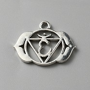 Chakra Zinc Tibetan Style Alloy Pendants, Antique Silver, Ohm/Aum, Ajna, 17x21x1.7mm, Hole: 1.8mm(FIND-WH0137-05C-AS)