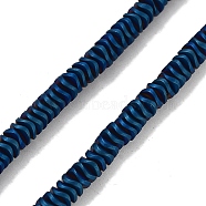 Electroplated Synthetic Non-magnetic Hematite Beads Strands, Wavy Disc, Matte Style, Blue Plated, 4x1.5mm, Hole: 1mm, about 306pcs/strand, 16.30''(41.4cm)(G-H020-M01-14)