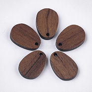 Walnut Wood Pendants, teardrop, Saddle Brown, 20.5x14.5x3mm, Hole: 2mm(WOOD-S054-04)