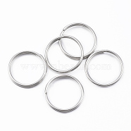 304 Stainless Steel Split Rings, Double Loops Jump Rings, Stainless Steel Color, 18x2.5mm, about 15mm inner diameter, Single Wire: 1.25mm(STAS-H413-08P)