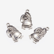 Alloy Pendants, Christmas Santa Claus, Lead Free and Cadmium Free, Antique Silver, 24.9x13x4mm, Hole: 2mm(EA028Y)