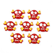 Opaque Resin Cabochons, Halloween Style, Skull, Red, 21x28x7.5mm(X-CRES-N033-004B)