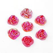 Acrylic Cabochons, AB Color Plated, Rose, Red, 15x14x5mm(MACR-Q184-01)