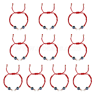 CHGCRAFT 10Pcs Adjustable Braided Nylon Thread Link Bracelet Making, with Resin Evil Eye, Real 18K Gold Plated Brass Beads & 304 Stainless Steel Jump Rings, Red, 5-1/2 inch(14cm)(AJEW-CA0003-89)