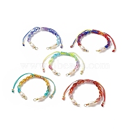 Gradient Color Polyester Cord Braided Bracelets, for Adjustable Link Bracelet Making, with Natural Cultured Freshwater Pearl & Brass Beads, Mixed Color, 11-3/8x1/4 inch(29x0.5cm), Hole: 3.4mm(AJEW-JB01145)