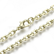 Brass Cable Chains Necklace Making, with Brass Lobster Clasps, Unwelded, Light Gold, 23.81 inch(60.5cm) long, link: 5.5x4x1mm, jump ring: 5x1mm, 3mm inner diameter(MAK-N034-004A-14KC)