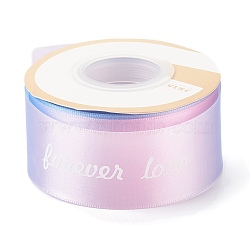 Gradient Polyester Ribbon, Single Face Printed Ribbon, Word Forever Love Pattern, for Bows Gift Wrapping, Colorful, 1-1/2 inch(38mm), about 25 yards/roll(22.86m/roll)(SRIB-I005-01C-01)