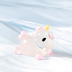 Unicorn Luminous Resin Ornament, Glow in the Dark, for Home Desktop Car Decoration, Pink, 30x24mm(LUMI-PW0006-18A)