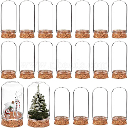 20 Set Glass Dome Cover, Decorative Display Case, Cloche Bell Jar Terrarium with Cork Base, Arch, Clear, 30x57.5mm(AJEW-BC0003-54C)