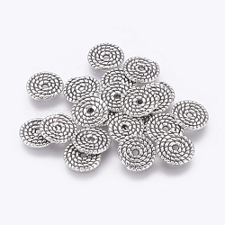 Tibetan Style Spacer Beads, Lead Free & Cadmium Free, Disc, Antique Silver, 10x1.2mm, Hole: 2mm(X-TIBEB-6098-AS-LF)