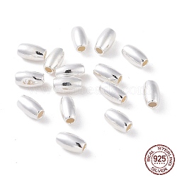 925 Sterling Silver Beads, Barrel, Silver, 6x3mm, Hole: 1.4mm, about 98Pcs/10g(STER-D035-10S-01)